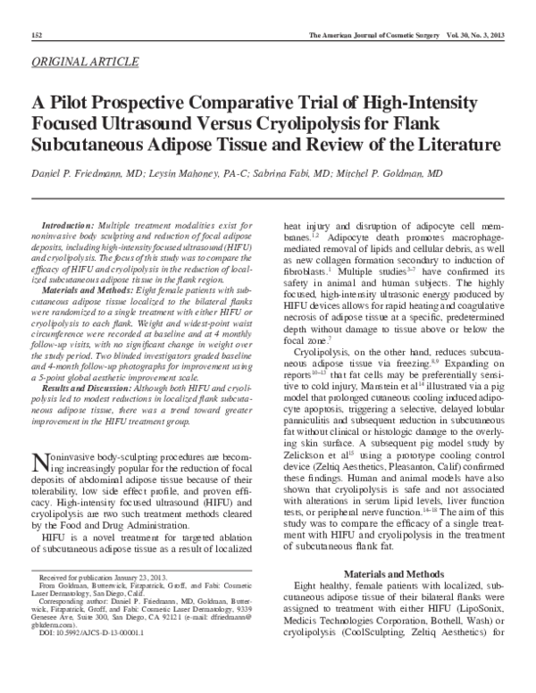 (PDF) A Pilot Prospective Comparative Trial of High-Intensity Focused ...