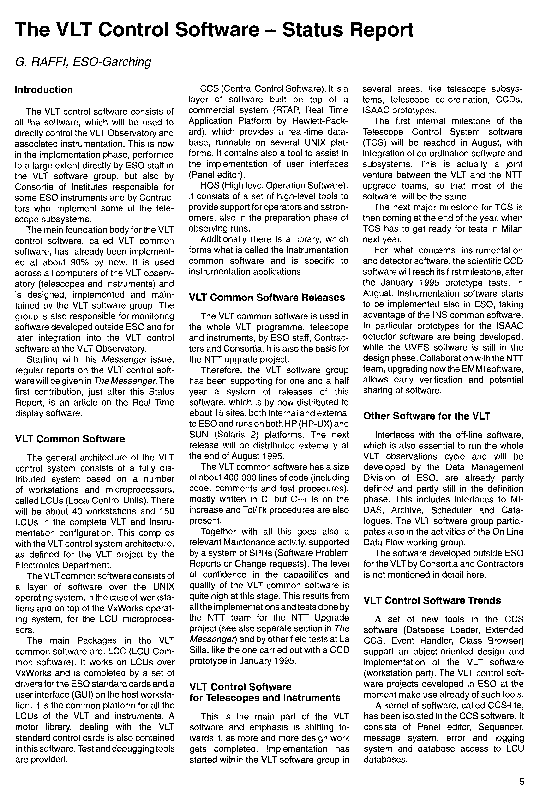 (PDF) The VLT control software - status report