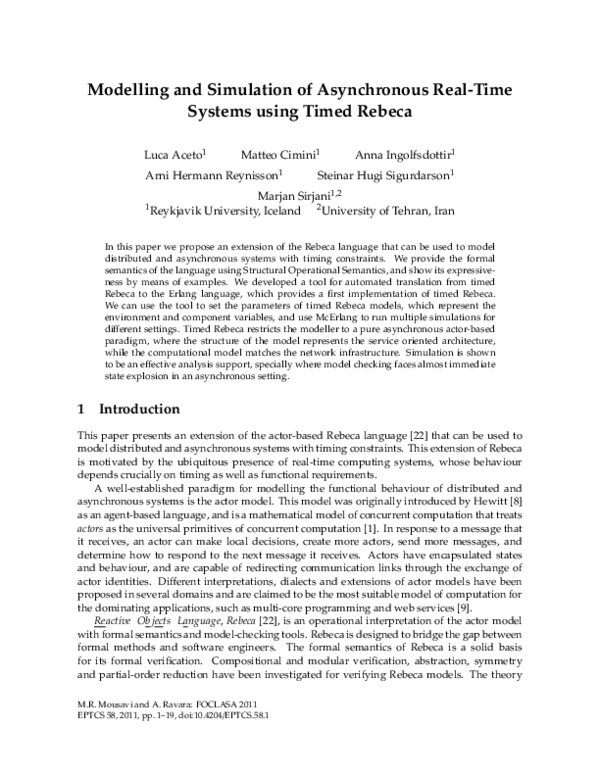 (PDF) Modelling and simulation of asynchronous real-time systems using ...