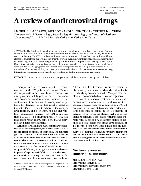 (PDF) A review of antiretroviral drugs