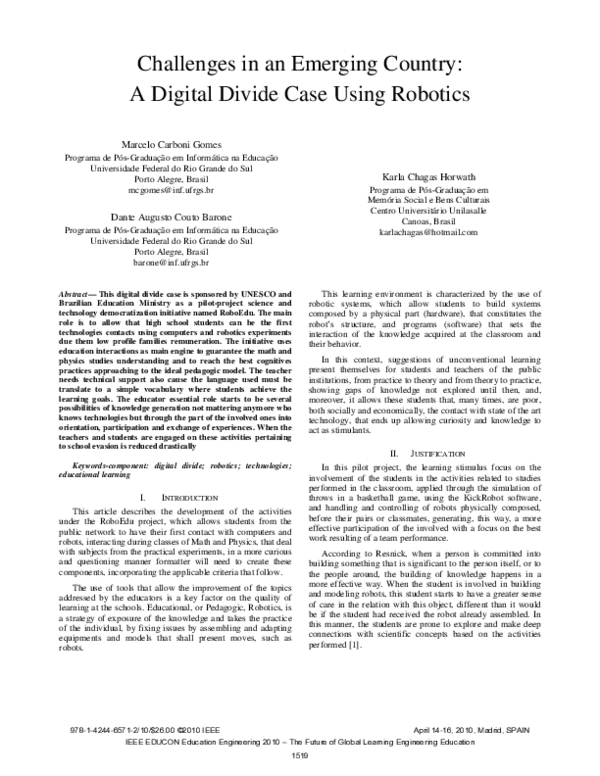 (PDF) Challenges in an emerging country: A digital divide case using ...