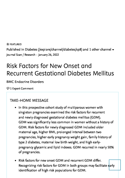 (PDF) Risk Factors for New Onset and Recurrent Gestational Diabetes ...