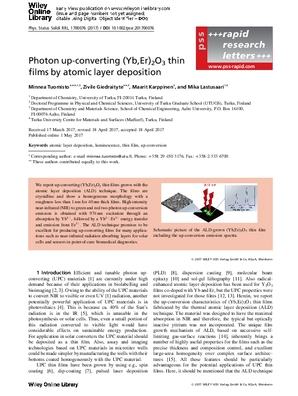 (PDF) Photon up-converting (Yb,Er)2 O3 thin films by atomic layer ...