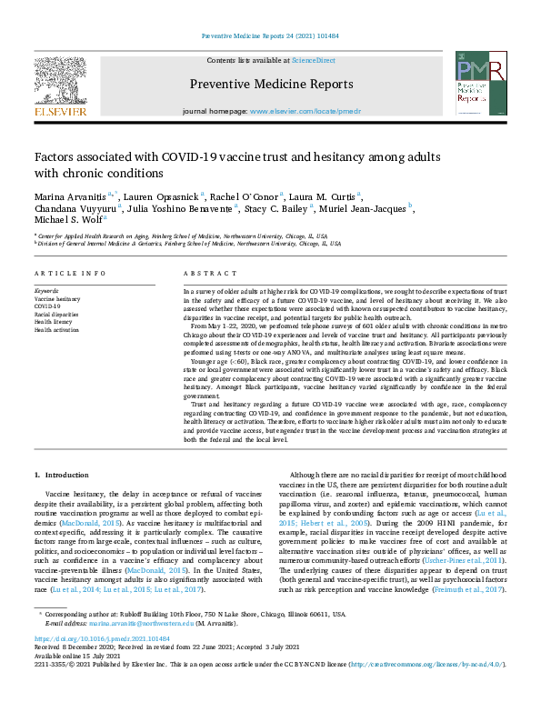 (PDF) Factors associated with COVID-19 vaccine trust and hesitancy ...
