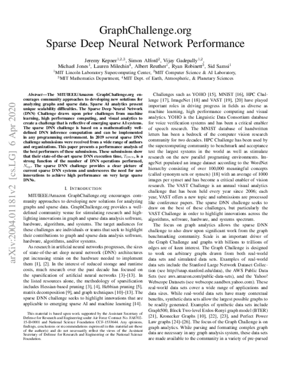 (PDF) GraphChallenge.org Sparse Deep Neural Network Performance