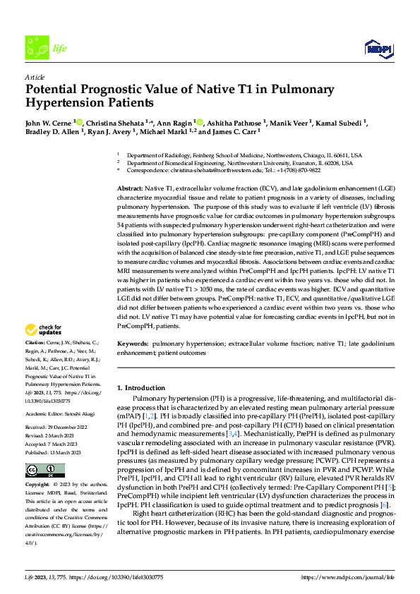 (PDF) Potential Prognostic Value of Native T1 in Pulmonary Hypertension ...