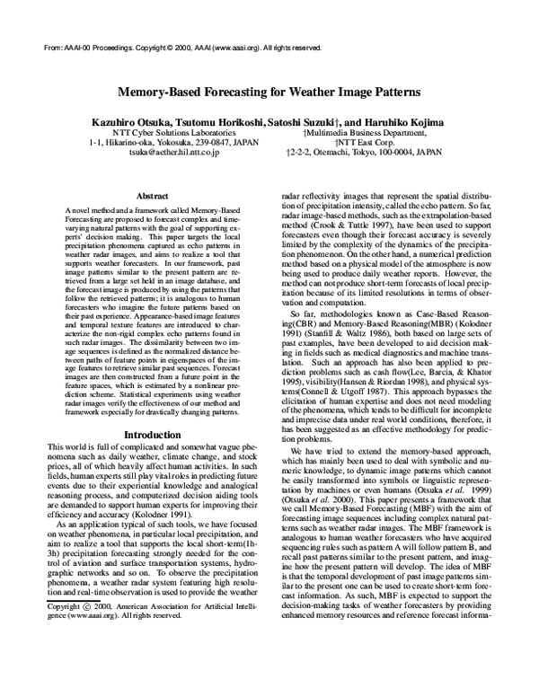 (PDF) Memory-Based Forecasting for Weather Image Patterns