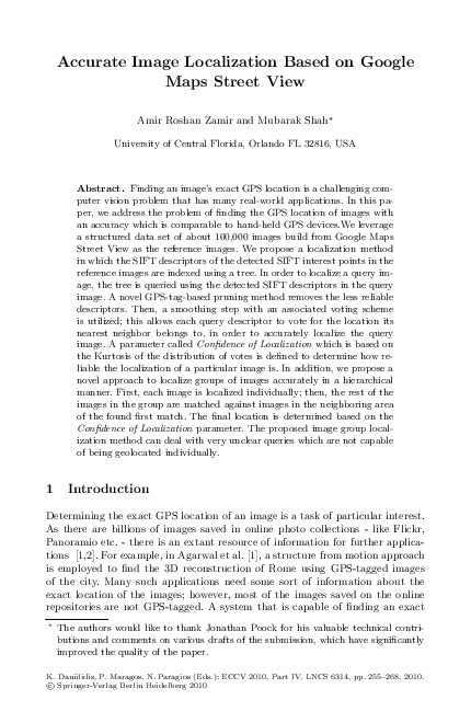 (PDF) Accurate Image Localization Based on Google Maps Street View