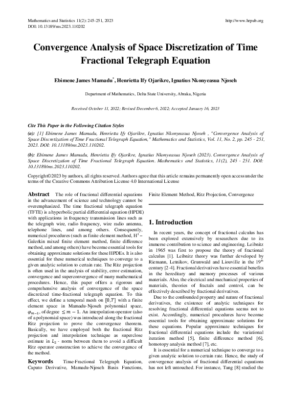(PDF) Convergence Analysis of Space Discretization of Time Fractional ...