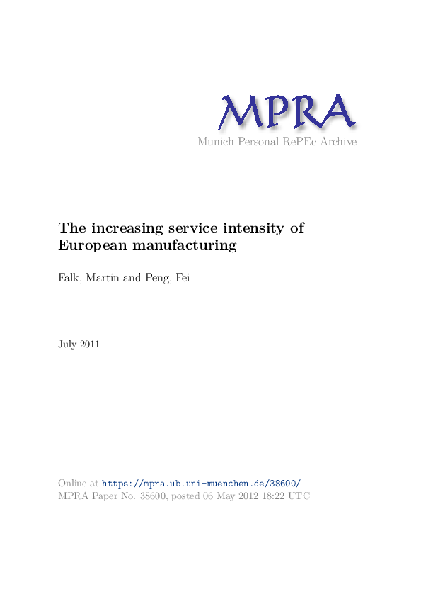 (PDF) The increasing service intensity of European manufacturing