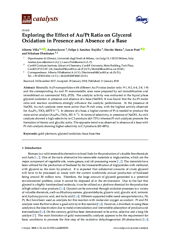 (PDF) Exploring the Effect of Au/Pt Ratio on Glycerol Oxidation in ...
