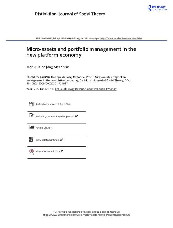 (PDF) Micro-assets and portfolio management in the new platform economy
