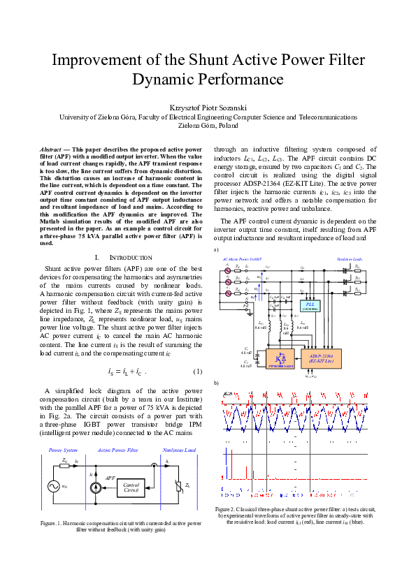 (PDF) Improvement of the shunt active power filter dynamic performance