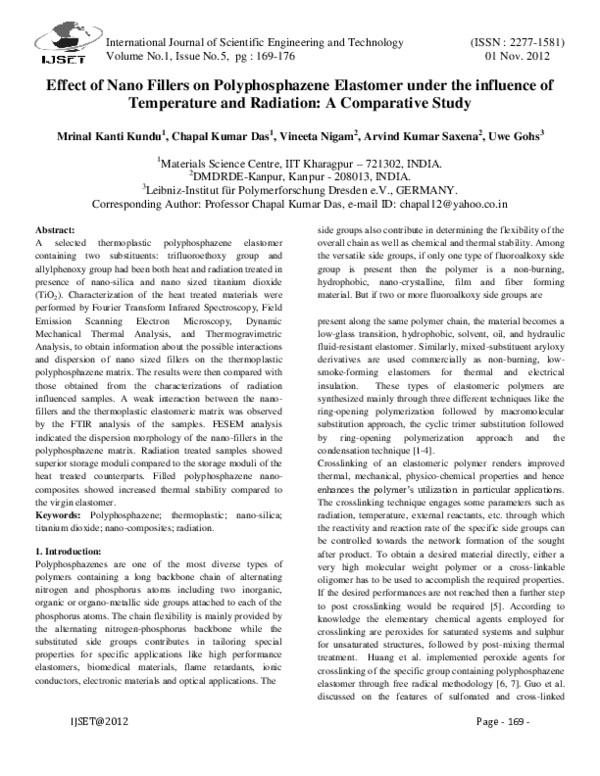 (PDF) Effect of Nano Fillers on Polyphosphazene Elastomer under the ...