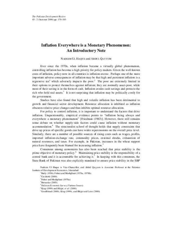 (PDF) Inflation Everywhere is a Monetary Phenomenon: An Introductory Note