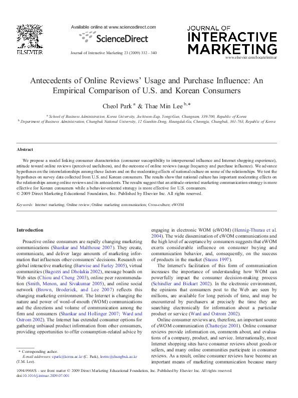 (PDF) Antecedents of Online Reviews’ Usage and Purchase Influence: An ...