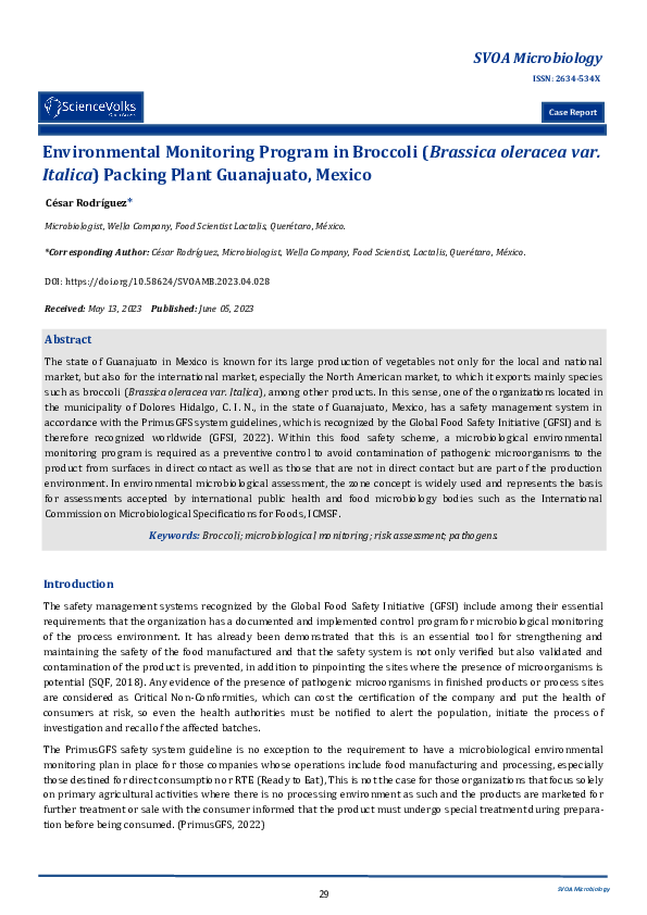 (PDF) Environmental Monitoring Program in Broccoli (Brassica oleracea ...