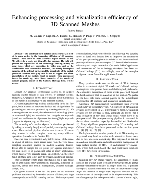 (PDF) Enhancing processing and visualization efficiency of 3d scanned ...