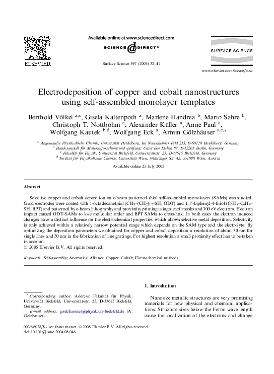 (PDF) Electrodeposition of copper and cobalt nanostructures using self ...