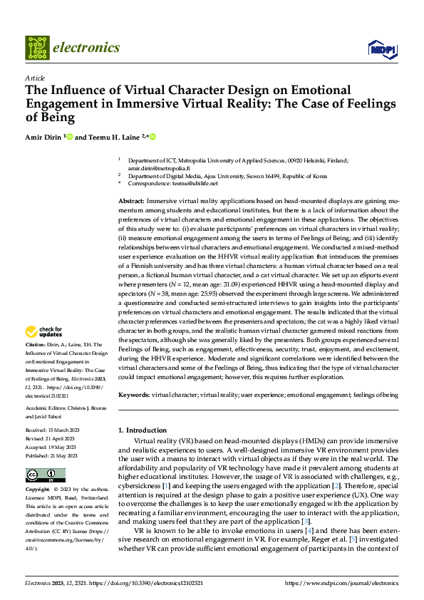 (PDF) The Influence of Virtual Character Design on Emotional Engagement ...
