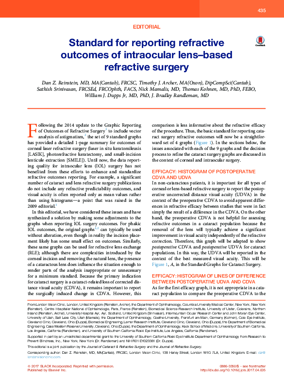 (PDF) Standard for reporting refractive outcomes of intraocular lens ...
