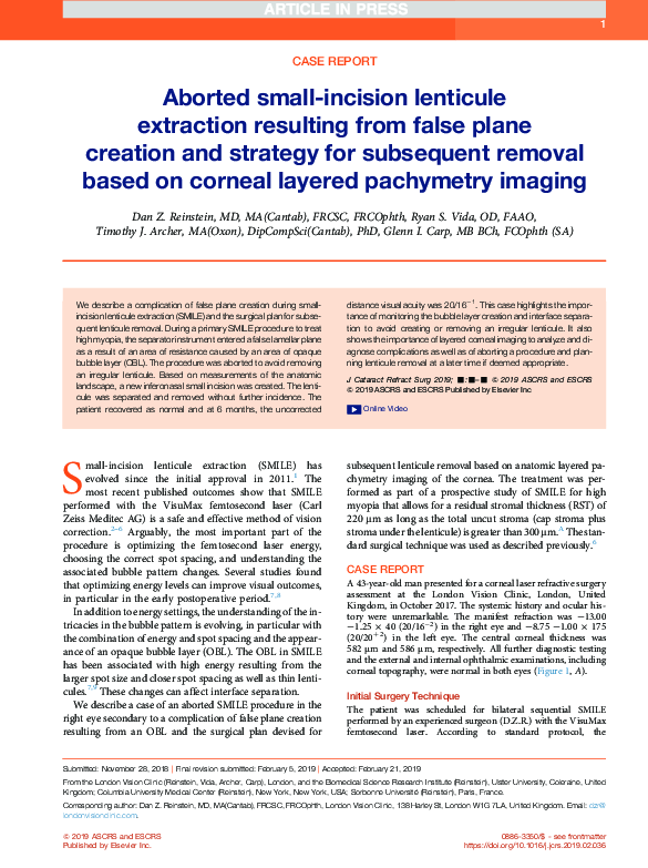 (PDF) Aborted small-incision lenticule extraction resulting from false ...