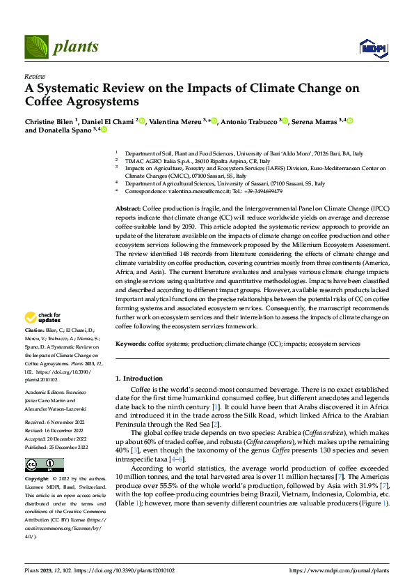 (PDF) A Systematic Review on the Impacts of Climate Change on Coffee ...