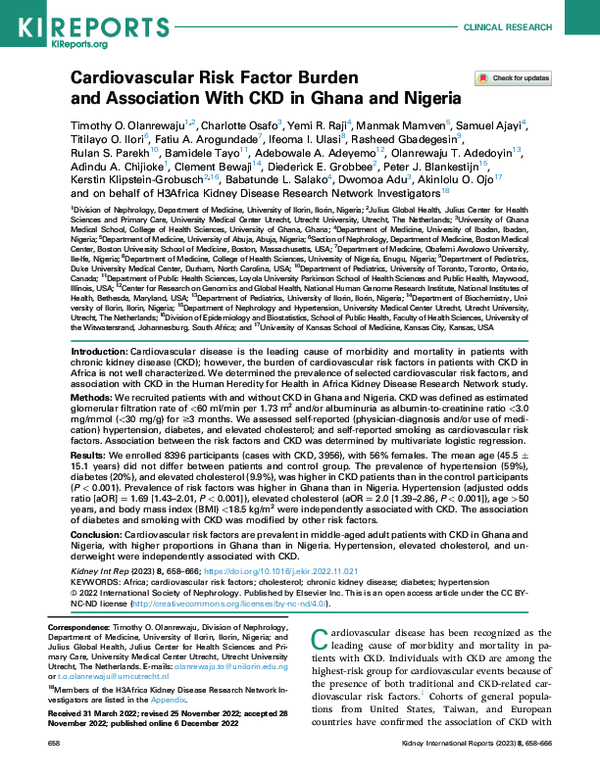(PDF) Cardiovascular Risk Factor Burden and Association With CKD in ...
