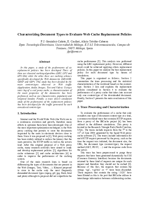 (PDF) Characterizing Document Types to Evaluate Web Cache Replacement ...
