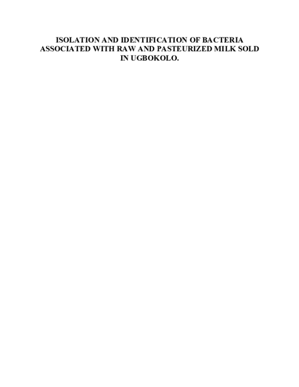 (DOC) ISOLATION AND IDENTIFICATION OF BACTERIA ASSOCIATED WITH RAW AND ...