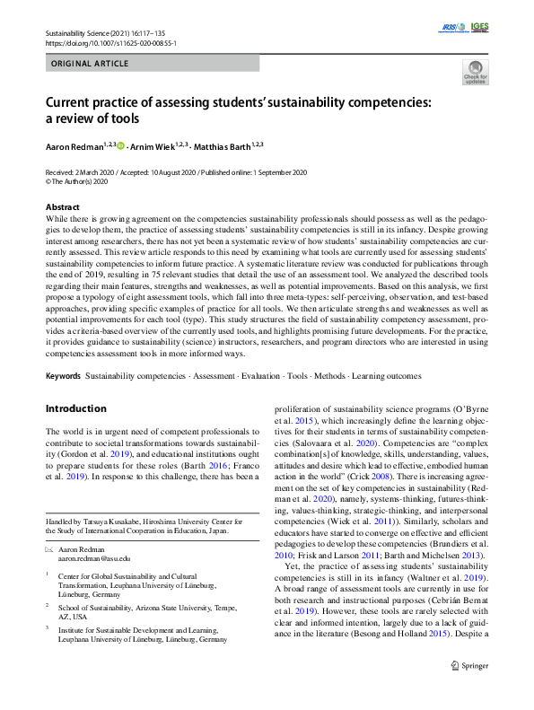 (PDF) Current practice of assessing students’ sustainability ...