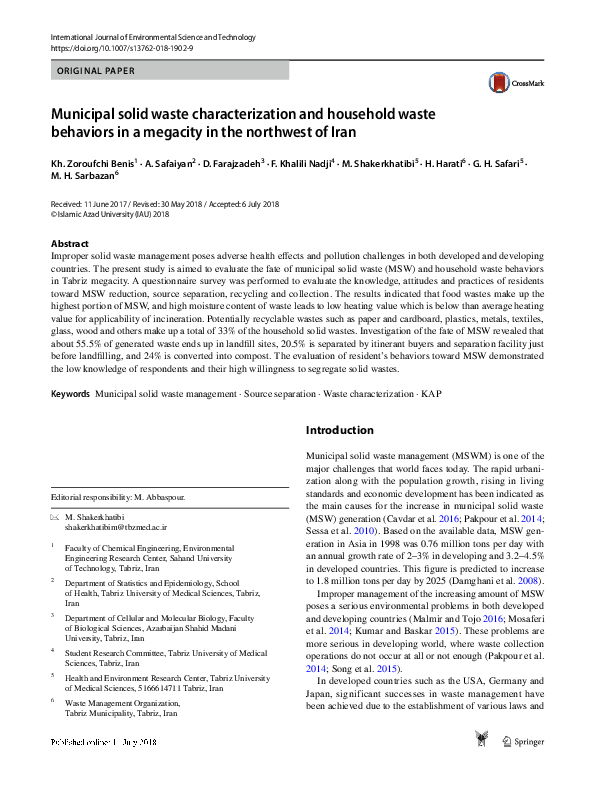 (PDF) Municipal solid waste characterization and household waste ...