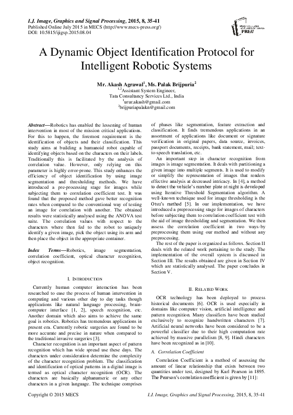 (PDF) A Dynamic Object Identification Protocol for Intelligent Robotic ...