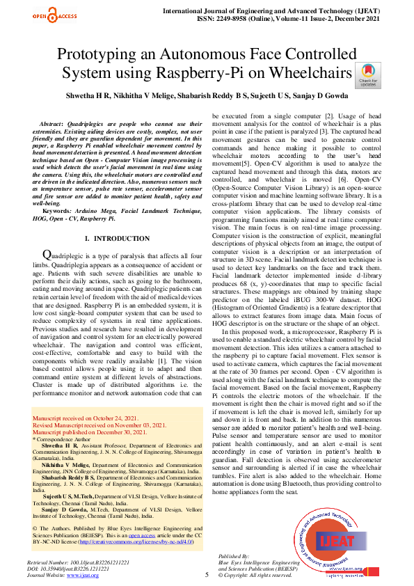 (PDF) Prototyping an Autonomous Face Controlled System using Raspberry