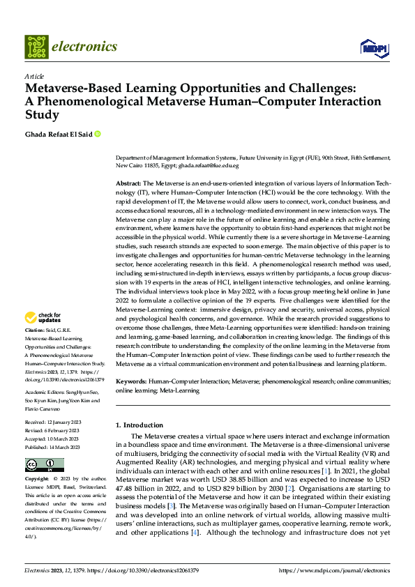 (PDF) Metaverse-Based Learning Opportunities and Challenges: A ...