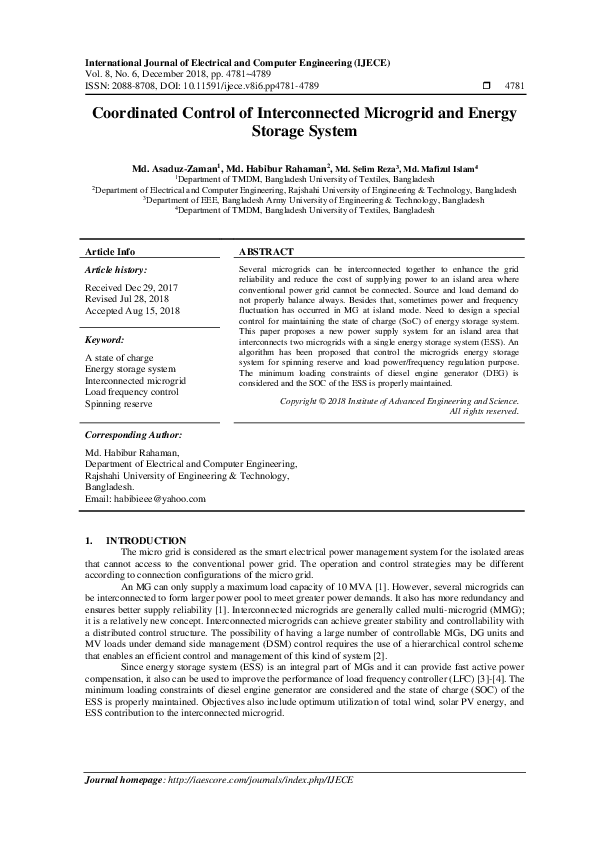 (PDF) Coordinated Control of Interconnected Microgrid and Energy ...