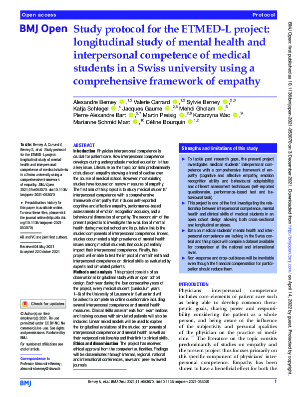 (PDF) Study protocol for the ETMED-L project: longitudinal study of ...