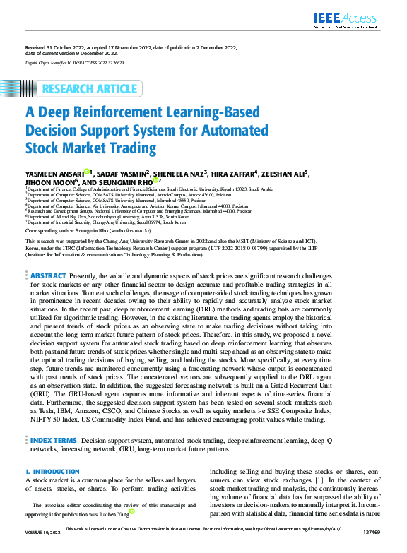 (PDF) A Deep Reinforcement Learning-Based Decision Support System for ...