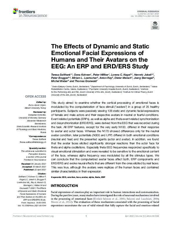 (PDF) The Effects of Dynamic and Static Emotional Facial Expressions of ...