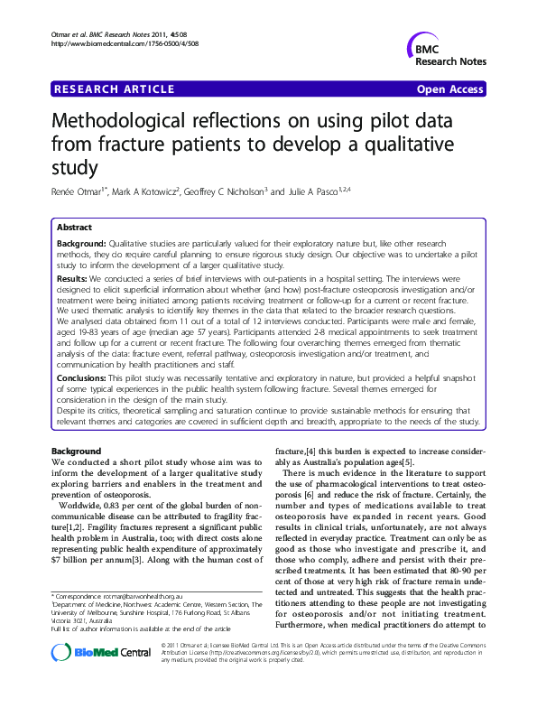 (PDF) Methodological reflections on using pilot data from fracture ...