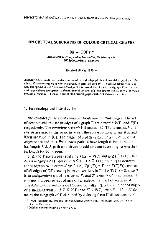 (PDF) On critical subgraphs of colour-critical graphs