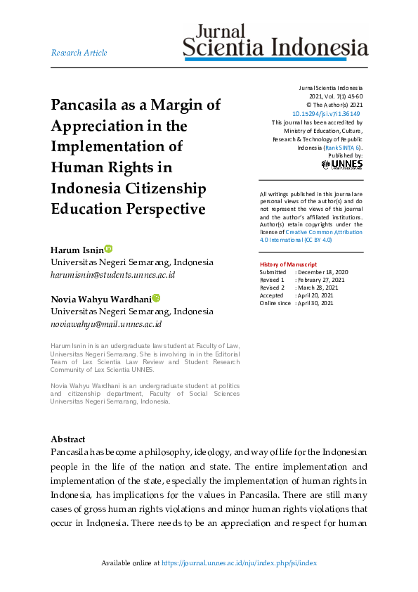 (PDF) Pancasila as a Margin of Appreciation in the Implementation of ...