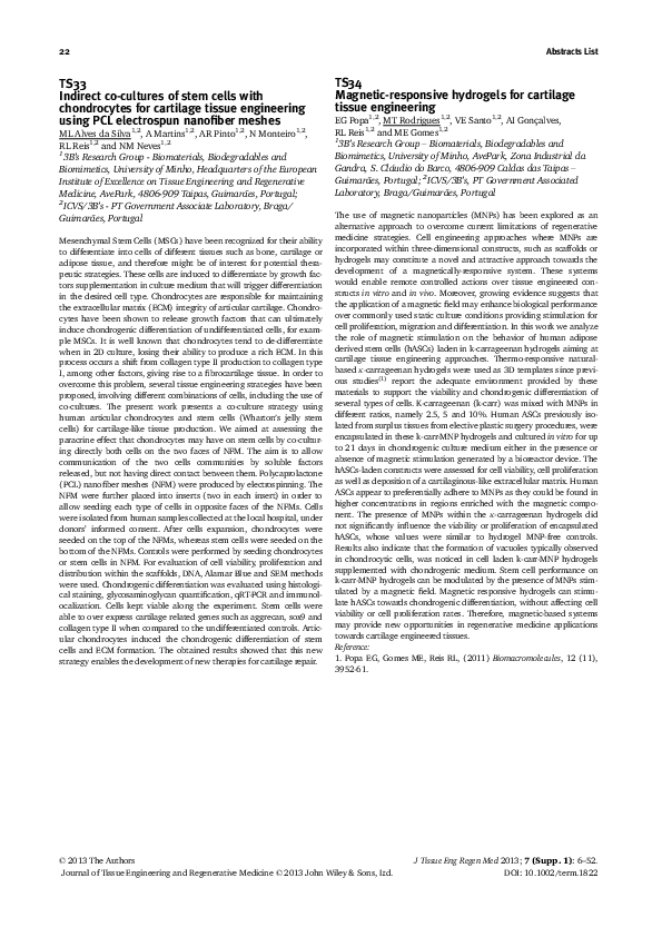 (PDF) Magnetic-responsive hydrogels for cartilage tissue engineering ...