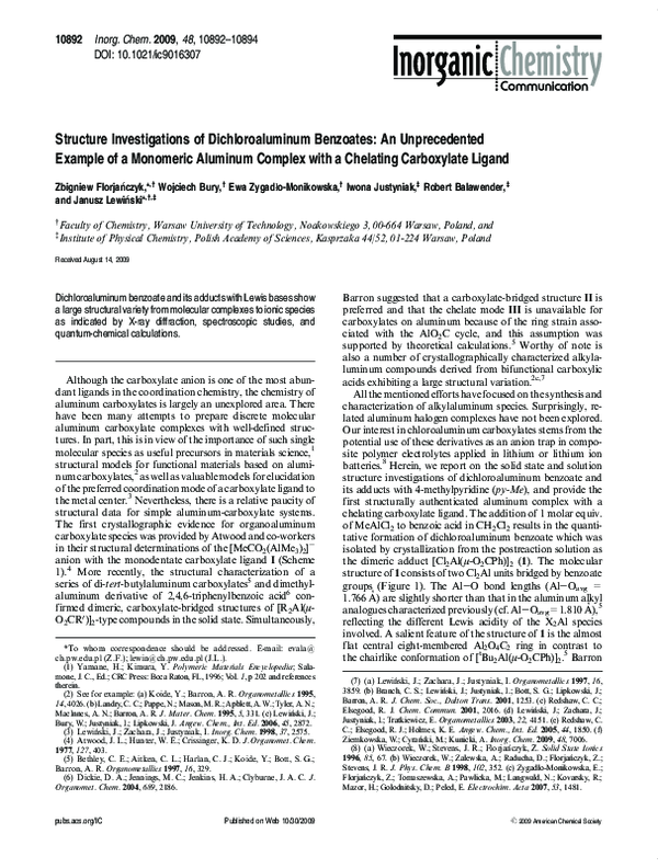 (PDF) Structure Investigations of Dichloroaluminum Benzoates: An ...