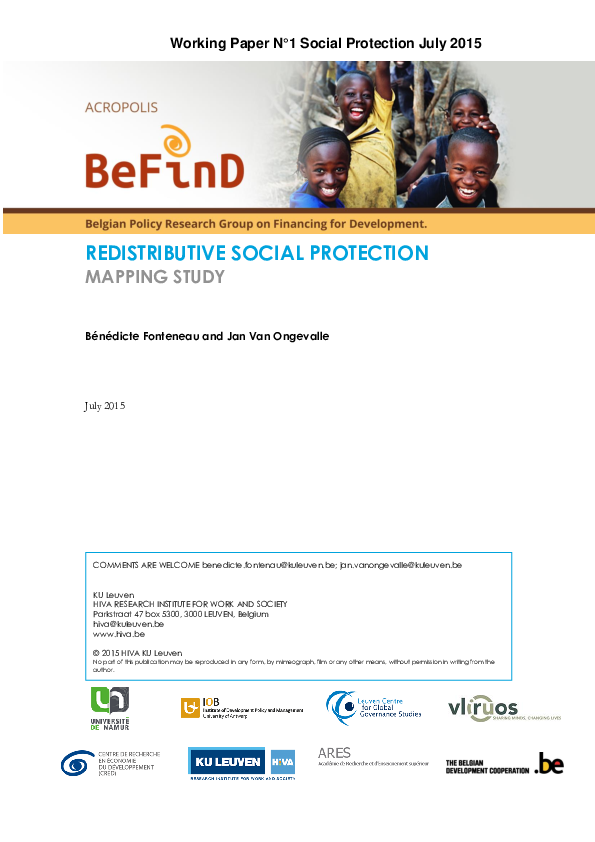 (PDF) Redistributive Social Protection. Mapping Study