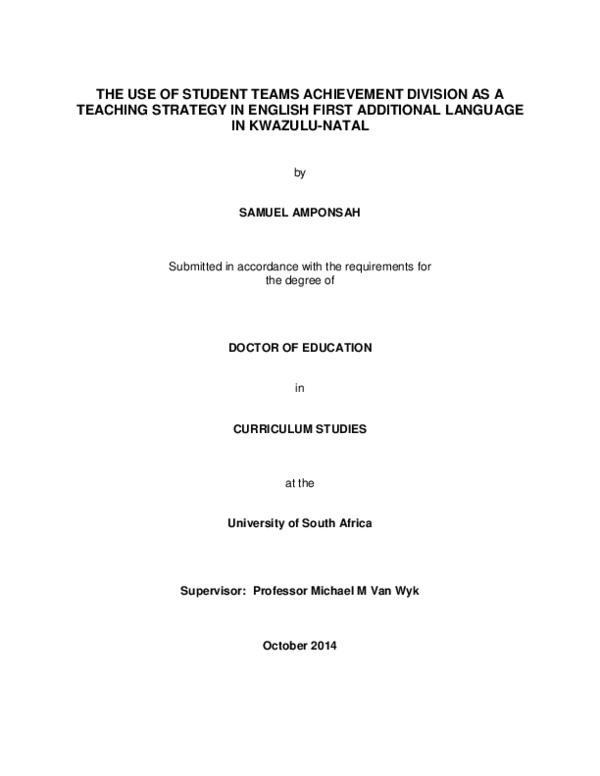(PDF) The use of Student Teams Achievement Division as a teaching