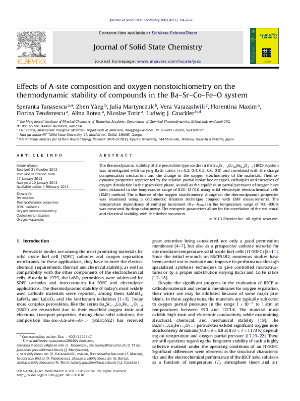(PDF) Effects of A-site composition and oxygen nonstoichiometry on the ...