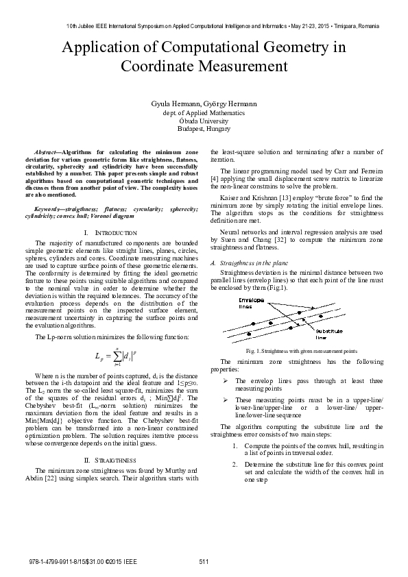 (PDF) Application of computational geometry in coordinate measurement