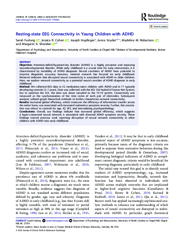 (PDF) Resting-state EEG Connectivity in Young Children with ADHD
