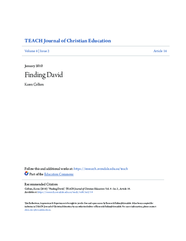(PDF) Finding David